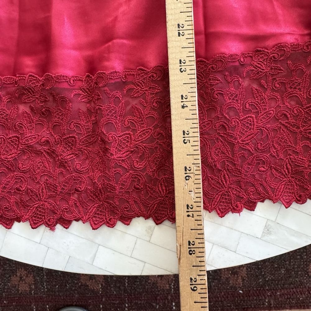 Vtg Cabernet Set Red Wide Lace Liquid Satin Slip Skirt Camisole Top Sz S Sexy - Picture 13 of 13